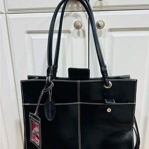 Black Leather Tote Bag